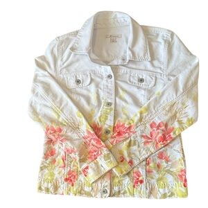 JM Collection White Floral 100% cotton Jacket